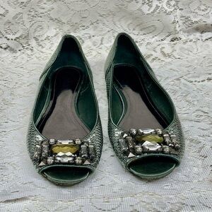 Kenneth Cole Greenish Rhinestones Sequined Flat Shoes Size 8